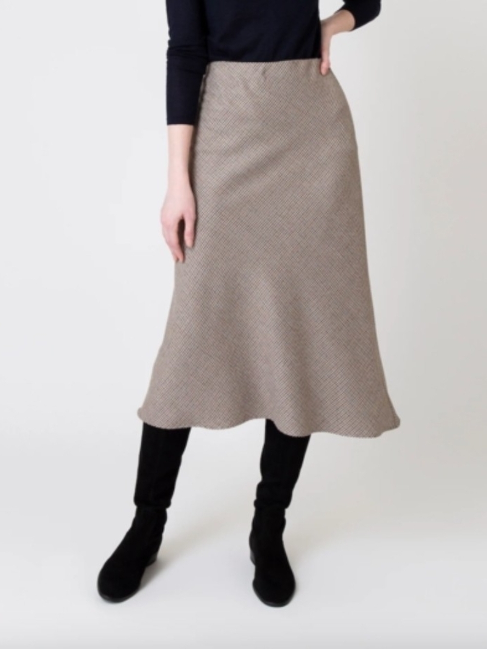 Another Thyme Skirt Classic A-Line Midi Skirt in Taupe suede Size Small